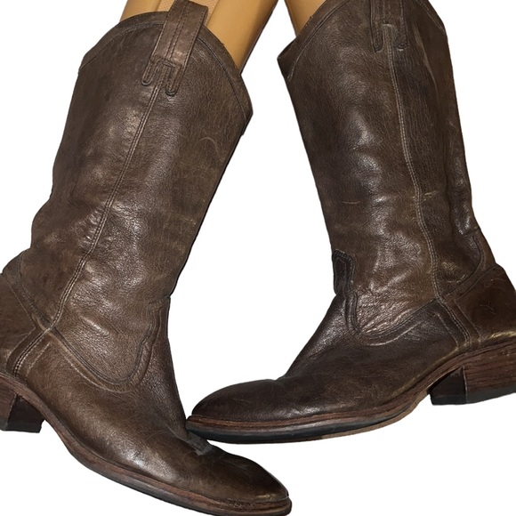 Frye Brown Leather Boots Size 9 1/2 B - Picture 4 of 6